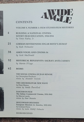 Wide Angle Film Quarterly Vol9 No3 Vogel Renoir Fascism In Film Reitz's Heimat - Bild 2 von 10