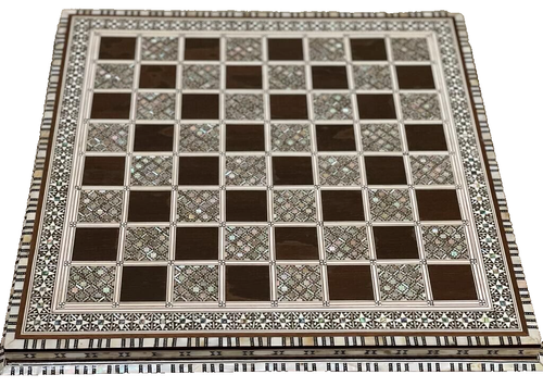 Handmade, Wood Chess Board, Chess Set, Game Board, Inlaid Mother of Pearl (16") - Picture 4 of 9