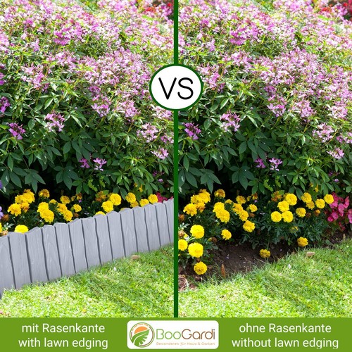 Borde de césped aspecto madera cama borde enchufe jardín valla empalizada PVC - Imagen 40 de 60