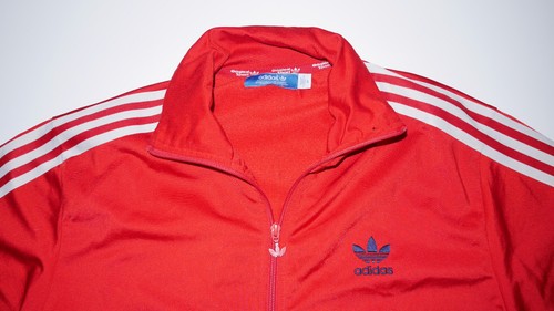 Adidas Originales Rojo Camiseta de Pista Mediana Cremallera Completa Chaqueta Trifolio DEPORTE Old Skool - Imagen 2 de 4