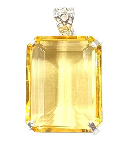 CHARMING 112 CT YELLOW CITRINE PENDANT EGL WITH FREE STERLING SILVER CHAIN MNH - Picture 4 of 14