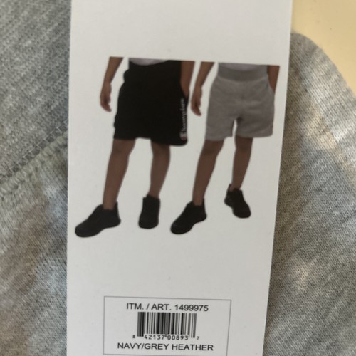 Champion Boys Sweat Shorts S (7-8) Athletic Sports Gym Gray And Blue Set Of 2 - Picture 5 of 7