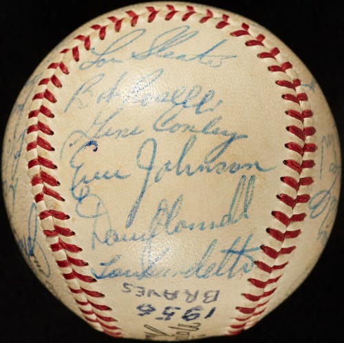 1956 Milwaukee Braves Team Signed National League Baseball Hank Aaron Beckett - Picture 6 of 6