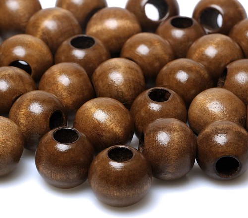 50Pcs 20Mm Wood Beads Large Hole Wooden Macrame Beads with Large Hole Brown - Picture 2 of 11