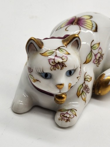 De colección 1986 Satsuma the Franklin Como Nuevo Curiosidades Gabinete Gato Estatuilla Mariposas T6B - Imagen 5 de 6