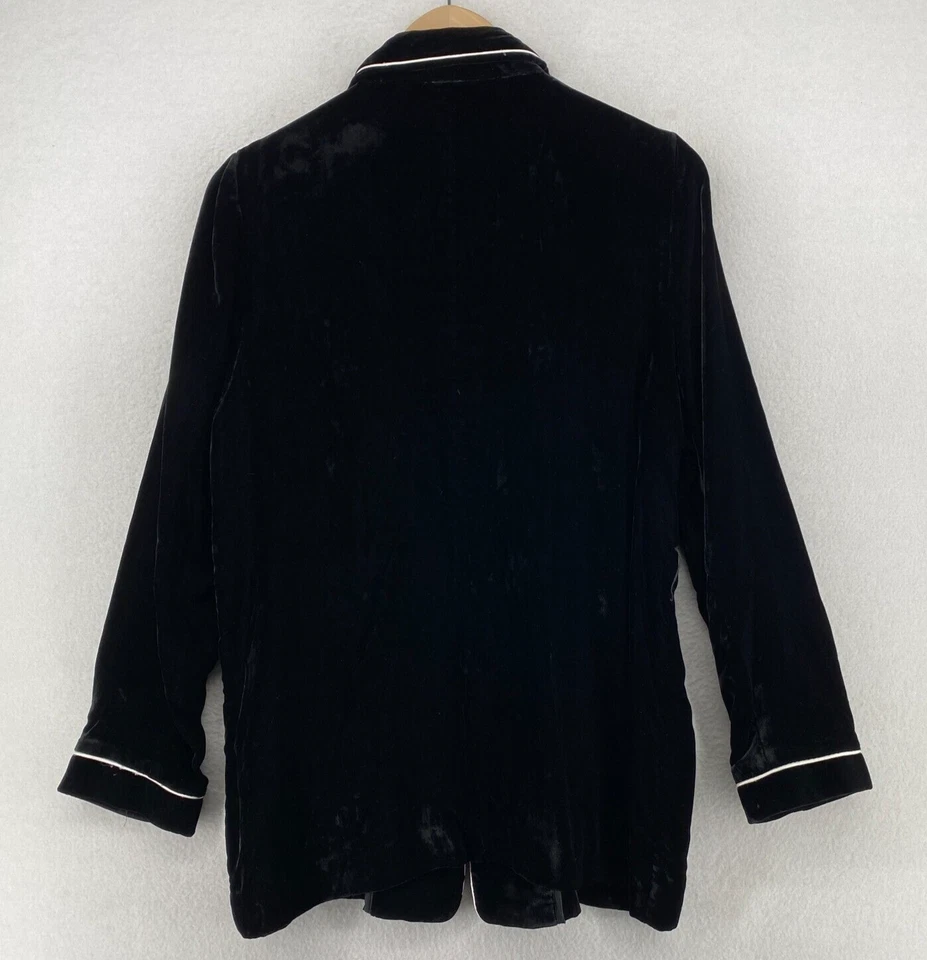 BARNEYS NEW YORK Bata Mujer 44 XL Terciopelo Envolvente Corbata Cinturón Manga Larga Negro Italia Foto 3 de 4