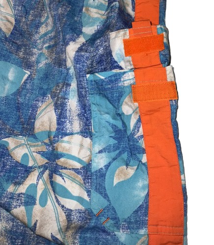 Men's HUGO BOSS Blue-Orange + Floral Swim Trunks Swimsuit X-Large Made In Italy - Picture 3 of 6