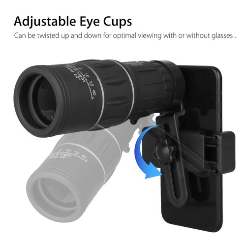 16x52 Zoom Kamera Objektiv Monokular Teleskop Dual Focusing HD Scope Handyhalter - Bild 6 von 24