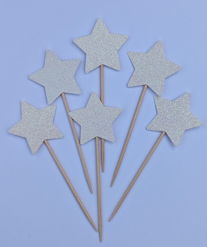 12/24 GLITTER Cupcake Toppers Picks Flags Birthday Cake topper Any colour 1.5in - Picture 20 of 35