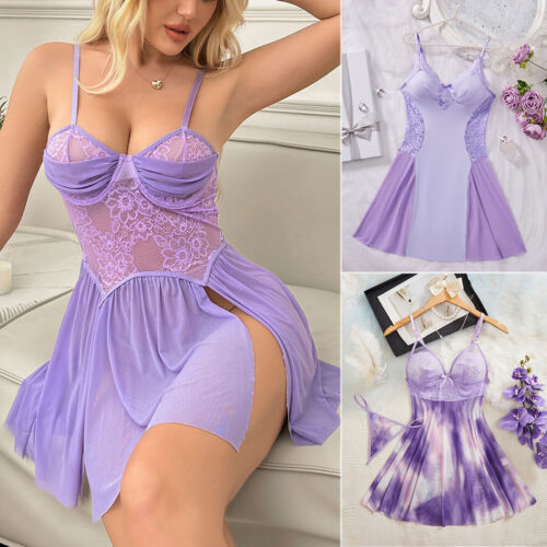 Lencería sexy para mujer quimise babydoll ropa de dormir ropa interior encaje transparente vestido de dormir - Imagen 2 de 98