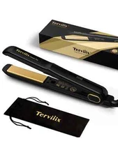 Black Electric Professional Iron Ceramic Hair Straightener Curler Styler 1 inch