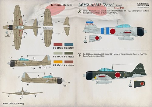 Calcomanía para avión 1:48 Mitsubishi Zero A6M2 - A6M3 parte 2 impresión escala 48-165 - Imagen 11 de 24