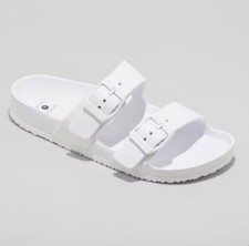 Shade  Shore Women's Sz 8 Sandals White Neida EVA Two Band Slide New