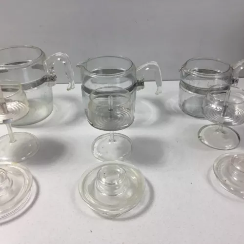 Vintage 3 Pyrex Flameware 7754 7756 7759 Coffee Pot Glass Percolator Filter Lid