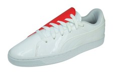 PUMA Women's Leather Trainers Basket Crush Emboss White and Red- See Sizes