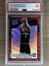 2020 Donruss Optic Anthony Edwards Rated Rookie Red Wave Prizm  PSA 9