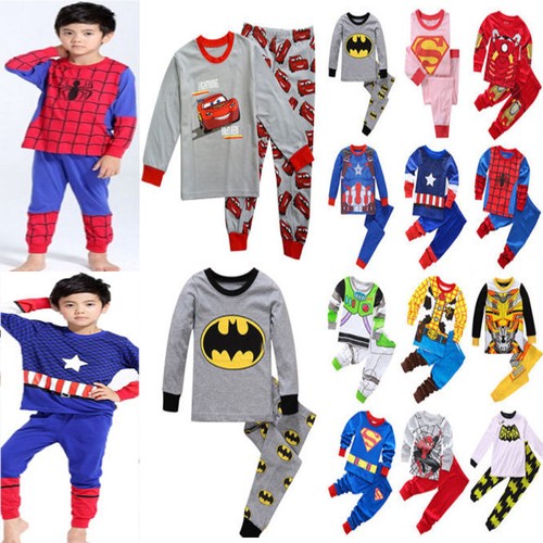 Jungen Kleinkind Superheld Pyjama Nachtwäsche Pyjama T-Shirt Hose Hose Kostüm Set - Bild 3 von 34