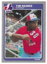 TIM RAINES 1985 Fleer Baseball # 405 Montreal Expos HOF NM - MT