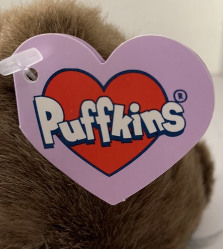 Peluche Swibco Puffkins 4" Grizwald orso marrone sacchetto fagiolo - Foto 6 di 9