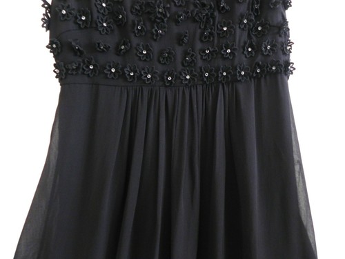Betsey johnson Evening dress Black Silk Chiffon Empire Waist Maxi Swing Size 0 - Picture 4 of 9