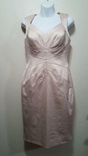 $148 Jessica Simpson Blush Beige Sheath Bandage Open Back Cocktail Dress~6 M3020 - Picture 7 of 12