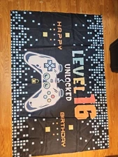 Level Up Blue Birthday Bash Banner @D 6×4