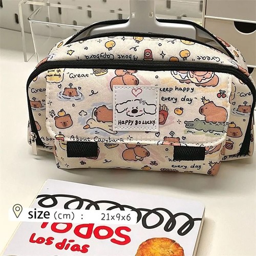 Large Capacity Pen Bag Cartoon Print Stationery Storage Pouch Student Gift - Imagen 2 de 5