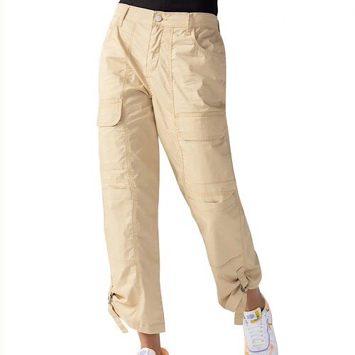 Pantalones para mujer Sanctuary talla 28 Cali cargo caqui bolsillos lengüeta enrollable elásticos informales - Imagen 6 de 10
