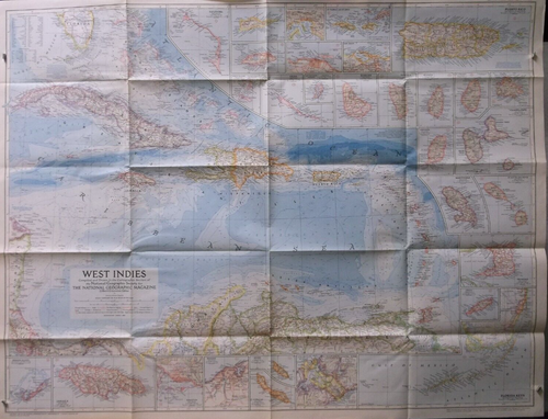 March 1954 National Geographic Map WEST INDIES - Picture 1 of 5