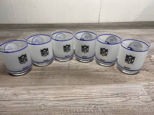 6 NFL Detroit Lions Vintage Logo LE Mobile Gas Collectors Cup Frosted Glass 4” - Picture 5 of 10