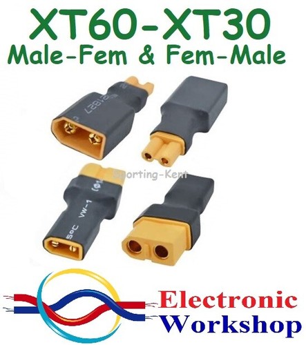 XT60 auf XT30 Adapter Stecker kein Kabel RC Auto Drohne Flugzeug Stecker-FEM FEM-Stecker UK Verkäufer - Bild 1 von 8