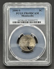 Stunning American 5C 2006-S Graded Jefferson Monticello PR69DC Nickel Proof Coin