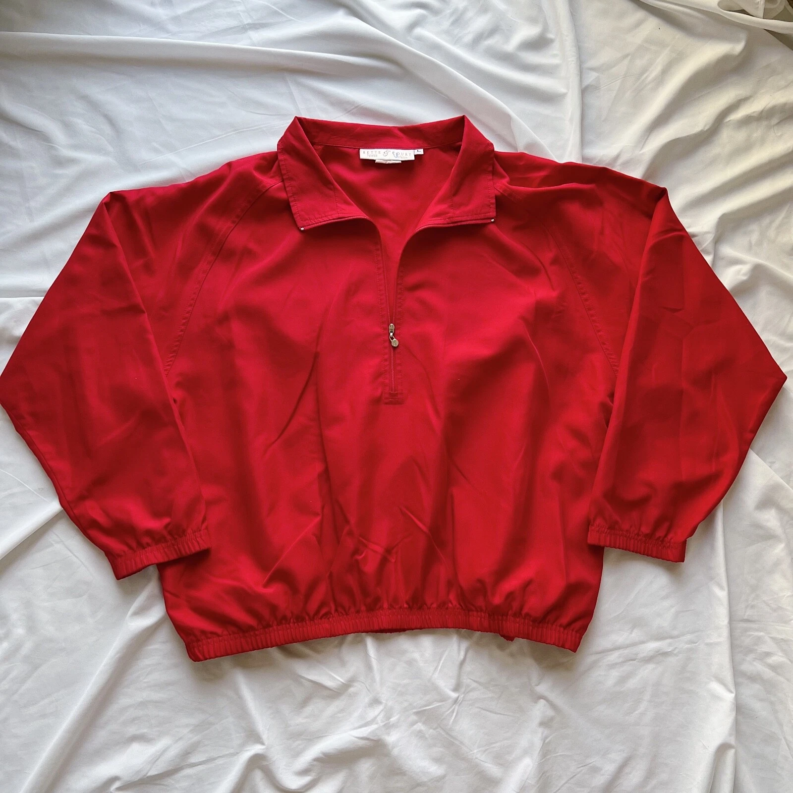 Giacca Coach Bette & Court Vintage anni 80 Taglia Large XL Rossa Felpa Mezza Zip