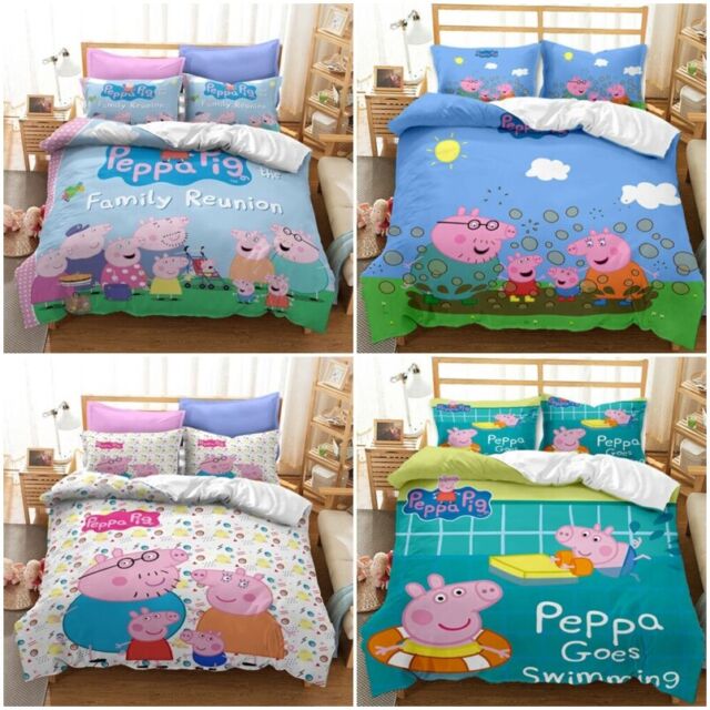 Kids Peppa Pig Quit Duvet Cover Bedding Set Pillowcase Single Double Queen Gift Kids Peppa Pig Quit Duvet Cover Bedding Set Pillowcase Single Double Queen Gift