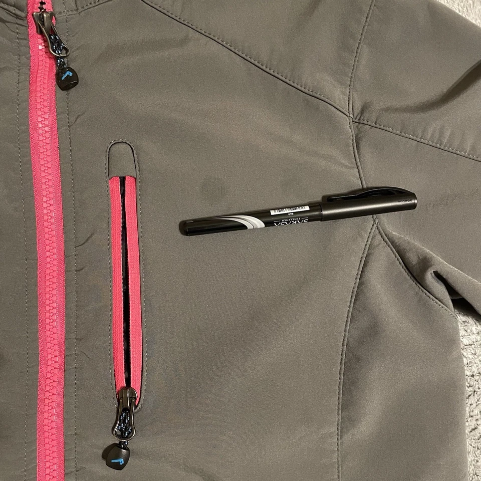 Chaqueta Polar Edge Abrigo Ligero Gris Rosa Borde Cremallera Completa Frontal Talla Mediana Foto 4 de 4