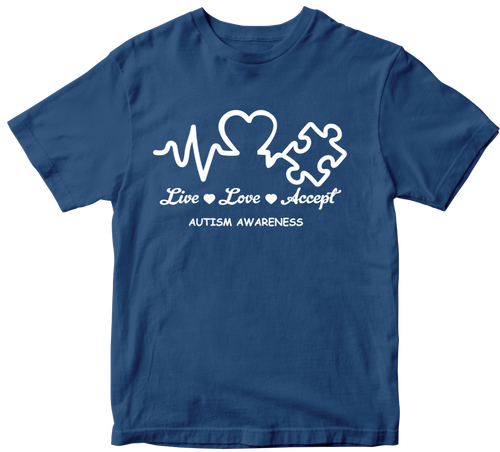Live Love Accept Autism Awareness T-shirt Raise Together Kids Birthday Gifts - Picture 13 of 14