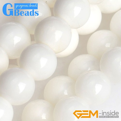 Natürliche Weiße Muschel Edelstein Runde Zwischenring Perlen für Schmuck Herstellung 15" 8 mm - Bild 15 von 31