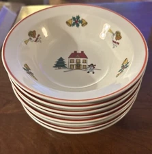 Set Of 8 Jamestown China The Joy of Christmas Cereal/Salad Bowls 7"