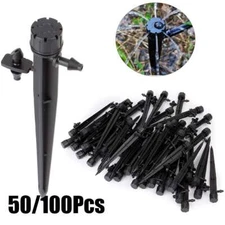 50/100x Adjustable Water Flow Irrigation Drippers Stake Emitter Drip System 360°