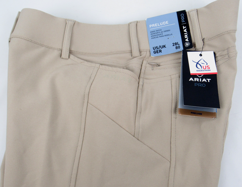 Ariat Women's Prelude Knee Patch Breech Front Zip Pants, Tan, US 28L - Picture 8 of 12