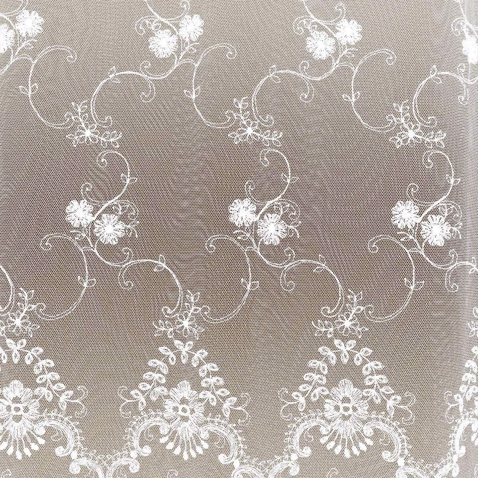 Edler Florentiner-Store Dorothea mit Blumenranken Weiß hochwertige Tüllstickerei - Bild 3 von 4