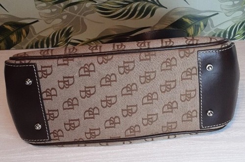 Vintage Dooney & Bourke Canvas braun Logo Signatur Tasche Neu mit Etikett hat einige Innenflecken - Bild 3 von 7