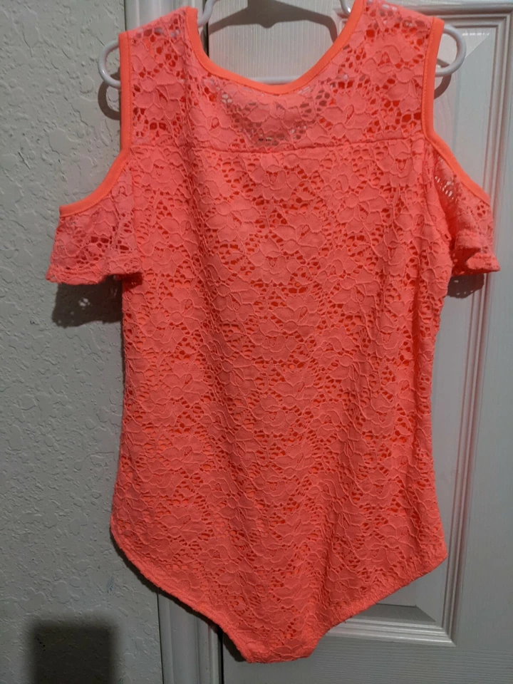 Traje de baño grande de una pieza naranja mandarina de autoestima para niñas L NUEVO Foto 4 de 4