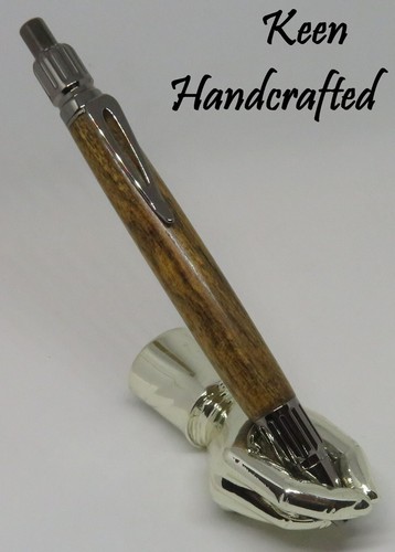 mq - Keen Handcrafted Handmade Bocote Everyday Classic Antique Pewter Click Pen - Bild 1 von 5