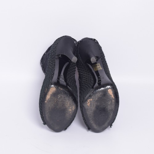 Dolce&Gabbana Women Black Ankle Boots Leather Floral Mesh Peep Toe Booties EU 39 - Picture 8 of 8