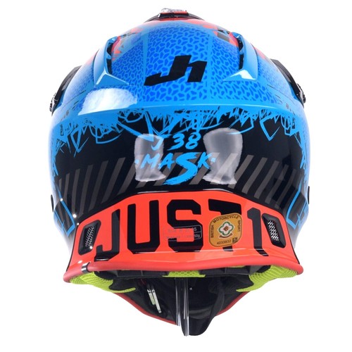 Adults Motocross Helmet Just1 J38 Mask Red Blue Gloss Free Goggles Worth £24.99 - Picture 6 of 13