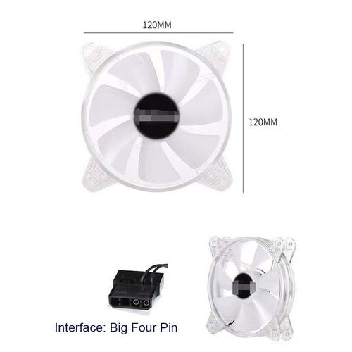 120mm Transparent Crystal RGB Computer Case Cooling Fans Gaming PC Tower Coo _xa - Afbeelding 4 van 12