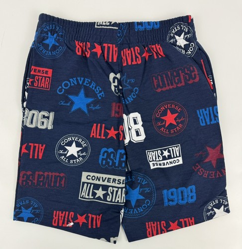 NEW CONVERSE Midnight Navy Logo Aop French Terry Shorts Sz XL 9CC267-U90 Boy’s - Picture 2 of 10