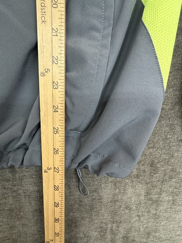 Nike Windbreaker Jacket Mens L Pullover 1/2 Zip Gray Neon Yellow Cinch Waist - Picture 5 of 14