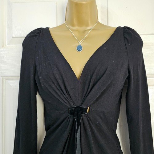 Vintage Max Mara Jersey Top Bluse schwarz Gr. M gerafft - Bild 2 von 8